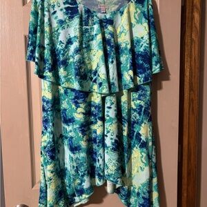 Avenue Blue and Yellow Abstract Blouse